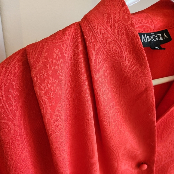 2/$30 Vintage Silky Red Blouse - Picture 3 of 10